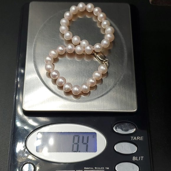 7.5 Inch Sterling Silver Genuine Light Color Pearls Bracelet - Picture 5 of 5